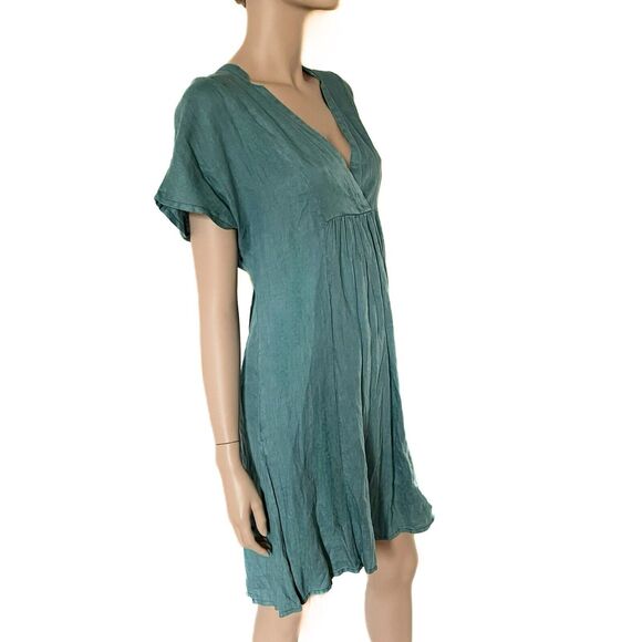 NWT Sundance 100% Linen Dress Teal Turquoise XS Dawn To Dusk Popover Pockets - Picture 2 of 10
